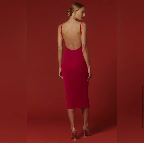 Reformation Red Merel Velvet Midi Dress size XS - Picture 2 of 5